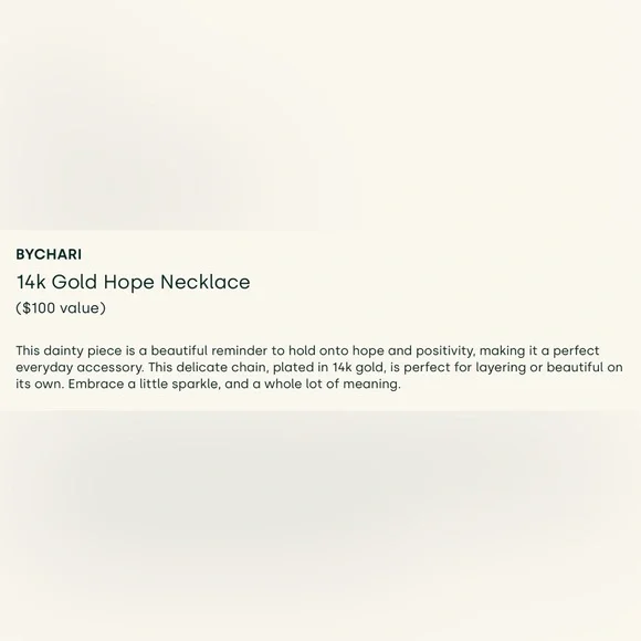 NWT BYCHARI “HOPE” Necklace - Picture 4 of 6